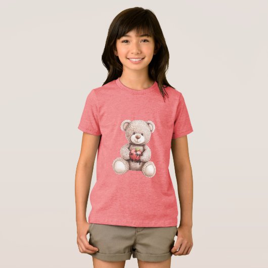 Red Apple A Day Cream Teddy Bear トライブレンドＴシャツ (正面全面)