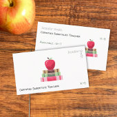 Red Apple and Books Modern Tutor Business Card 名刺