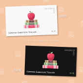 Red Apple and Books Modern Tutor Business Card 名刺