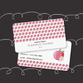 Red Apple and Daisy Pattern Teacher Business Card 名刺