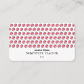 Red Apple and Daisy Pattern Teacher Business Card 名刺 (正面)