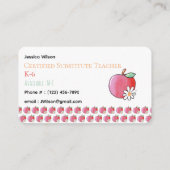 Red Apple and Daisy Pattern Teacher Business Card 名刺 (裏面)