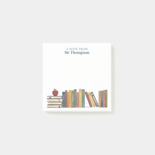 Red Apple Bookshelf 個人名入り教師 ポストイット (正面)