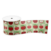 Red Apple Checkered Cute Fall Teacher Gift Wrappin サテンリボン (リール)