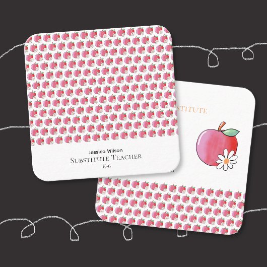 Red Apple Daisy Educator Small Square Contact Card コーリングカード