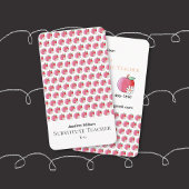 Red Apple Daisy Pattern Sub Vertical Business Card 名刺