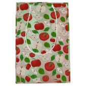 Red Apple Gift Bag – Cute Apple Print for Teachers ミディアムペーパーバッグ (正面)