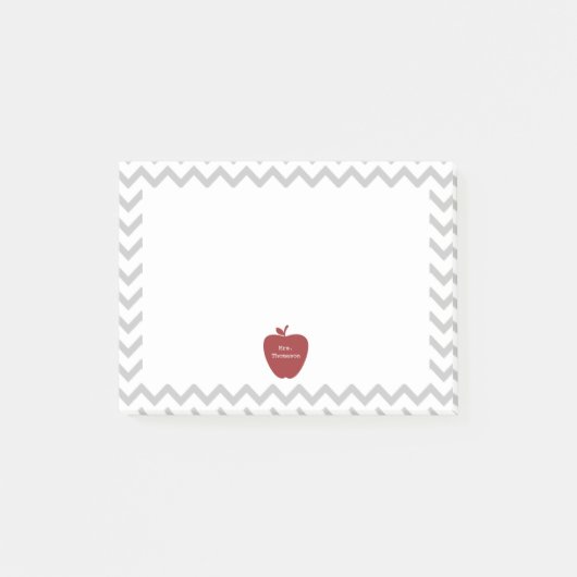 Red Apple Gray Chevron先生Post-it®メモ ポストイット (正面)