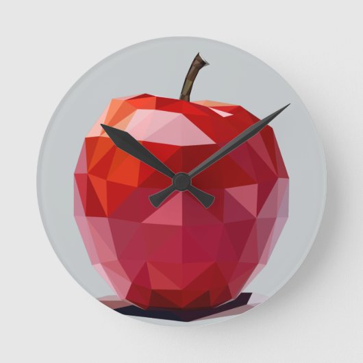 Red Apple Kitchen Wall Clock ラウンド壁時計 (正面)