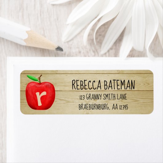 Red Apple Monogramのアドレス ラベル (インサイチュ)