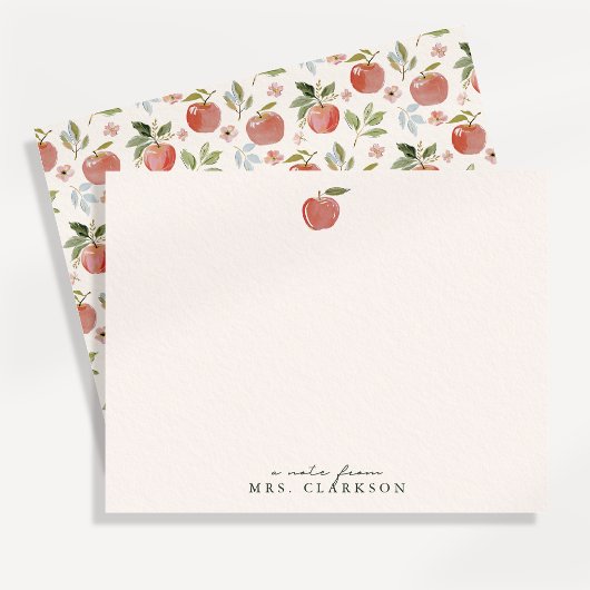Red Apple Teacher Stationery Note Card 招待状