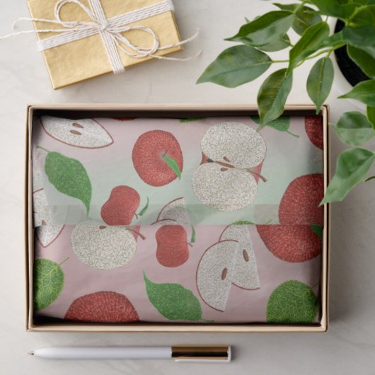 Red Apple Tissue Paper, Cute Apple Print 薄葉紙 (ギフト)