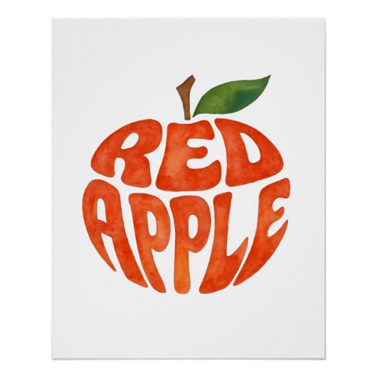 Red Apple Typography Art, Apple ポスター (正面)