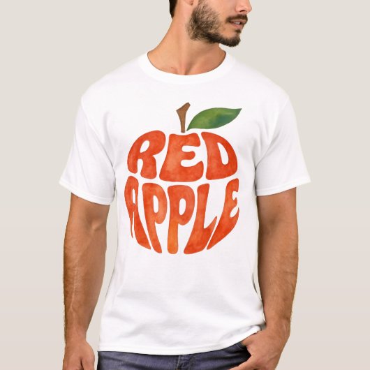 Red Apple Typography Art, Apple Tシャツ (正面)
