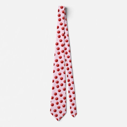 Red Apple Watercolor Pattern Neck Tie ネクタイ (正面)