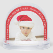 Red Arch Baby Photo My First Christmas Snowflakes (裏面)