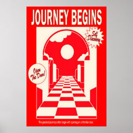 Red Archway Art Print Journey Begins ポスター