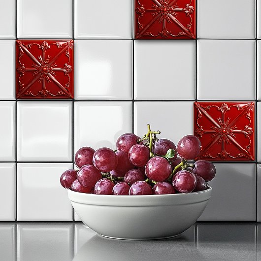 Red Art Deco  タイル