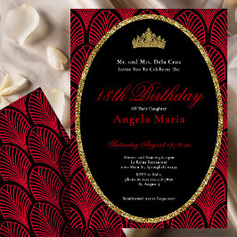Red Art Deco 18th Birthday Debut 招待状