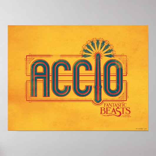 Red Art Deco ACCIO™ Spell Graphic ポスター (正面)