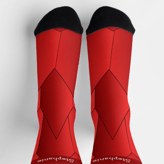 Red Art Deco Design Socks ソックス (上部)