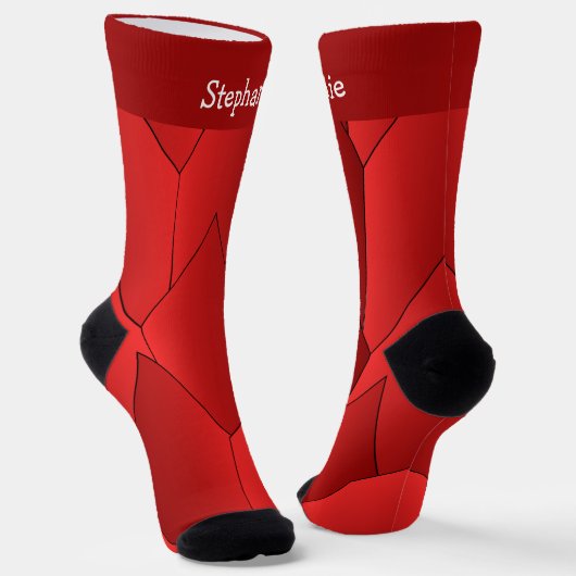Red Art Deco Design Socks ソックス (傾斜あり)