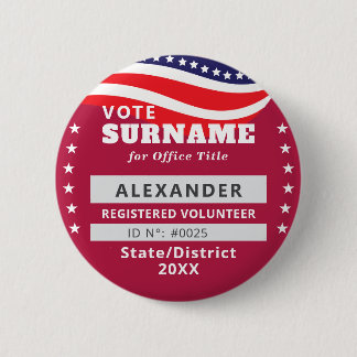 RED Authorized Volunteer 2026 Election Campaign ID 缶バッジ