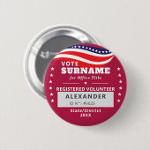 RED Authorized Volunteer 2026 Midterm Elections ID 缶バッジ (正面&裏面)