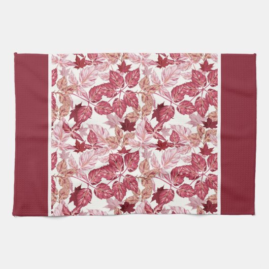 Red Autumn Leaves Kitchen Towel キッチンタオル (横)