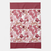 Red Autumn Leaves Kitchen Towel キッチンタオル (縦)