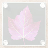 Red Autumn Maple Leaf on Black Background ガラスコースター (裏面)