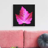 Red Autumn Maple Leaf on Black Floral キャンバスプリント (インサイチュ (リビング))
