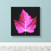 Red Autumn Maple Leaf on Black Floral キャンバスプリント (インサイチュ (ウッドフロア))