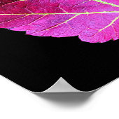 Red Autumn Maple Leaf on Black Floral ポスター (角)