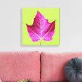 Red Autumn Maple Leaf on Green Floral キャンバスプリント (インサイチュ (リビング))