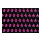 Red Autumn Maple Leaf Pattern on Black Background 枕カバー (裏面-左)