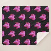 Red Autumn Maple Leaf Pattern on Black Floral シェルパブランケット (正面(横))