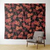 Red Autumn maple leaves on black タペストリー (インサイチュ(横))
