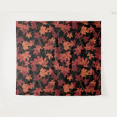 Red Autumn maple leaves on black タペストリー (正面(横))