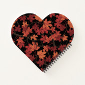 Red Autumn maple leaves on black ノートブック (裏面)