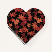Red Autumn maple leaves on black ノートブック (正面)