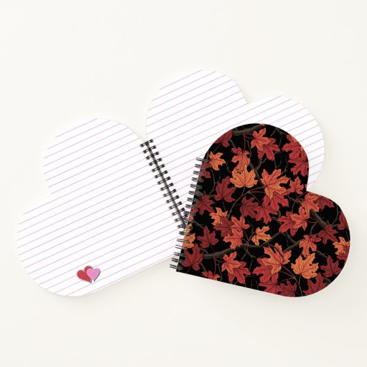 Red Autumn maple leaves on black ノートブック (内部)
