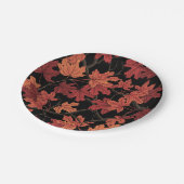 Red Autumn maple leaves on black ペーパープレート (アングル)