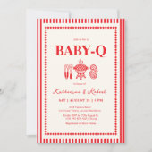 Red Baby-Q BBQ Baby Shower  招待状 (正面)