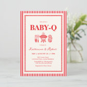 Red Baby-Q BBQ Baby Shower  招待状 (スタンド正面)