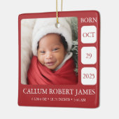 Red Baby’s First Christmas Birth Stats Ornament セラミックオーナメント (左)