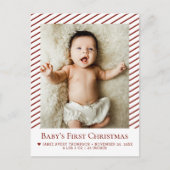 Red Baby’s First Christmas Custom Photo Birth  ポストカード (正面)