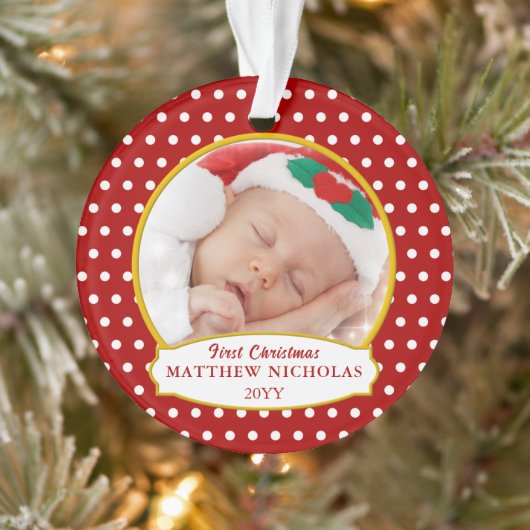Red Baby's First Christmas Photo Ornament オーナメント (ツリー)