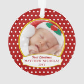 Red Baby's First Christmas Photo Ornament オーナメント (裏面)