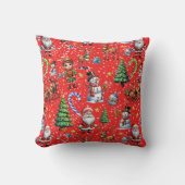 Red Background Christmas Decorative Pattern クッション (正面)